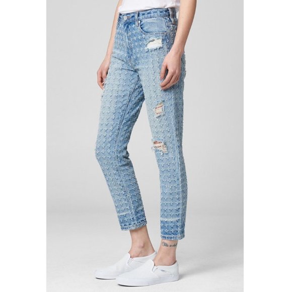 New Anthropologie Blank NYC Punch Line High Waisted Jeans Artsy Quirky Eclectic - Picture 3 of 9